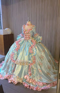 Vintage Floral Embroidery Satin Sweet 16 Quinceanera A-Line Evening Dress Long Ball Gown TP5016