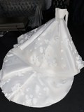 Glamorous 3D Floral Applique Off-Shoulder Satin A-Line Wedding Dress TP5422
