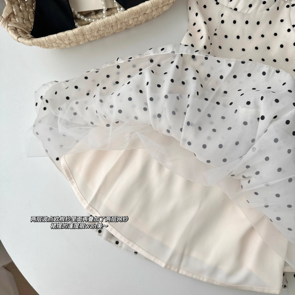 New Fashion Polka Dot Design A-line Sleeveless Spaghetti Strap Dress TP3307