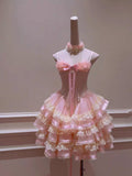 Princess Heart-shaped Collar Bow Herringbone Lace Edge Fluffy 17th Birthday Homecoming Dress