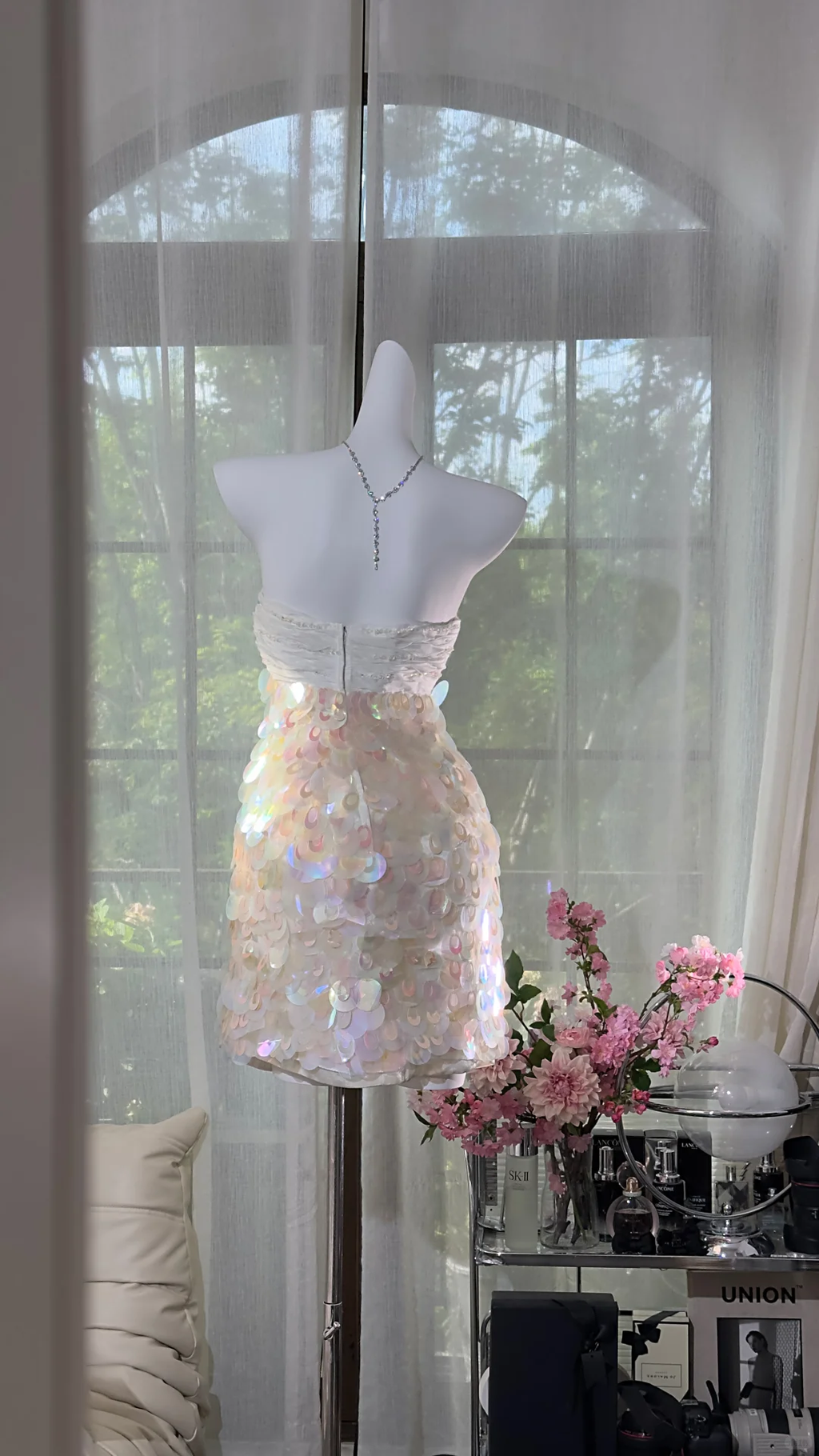 Gorgeous Princess Sequin Strapless Sheath Elegant Chiffon Homecoming Dress Evening Dress Prom Dresses TP4143