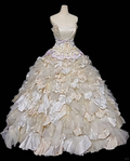 Glamorous Champagne Strapless Ruffled Beaded Floral Sweet 15 Quinceanera Ball Gown TP5493