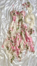 Vintage Floral Sheath Spaghetti Strap Homecoming Dress Party Dress Cocktail Dress TP4699