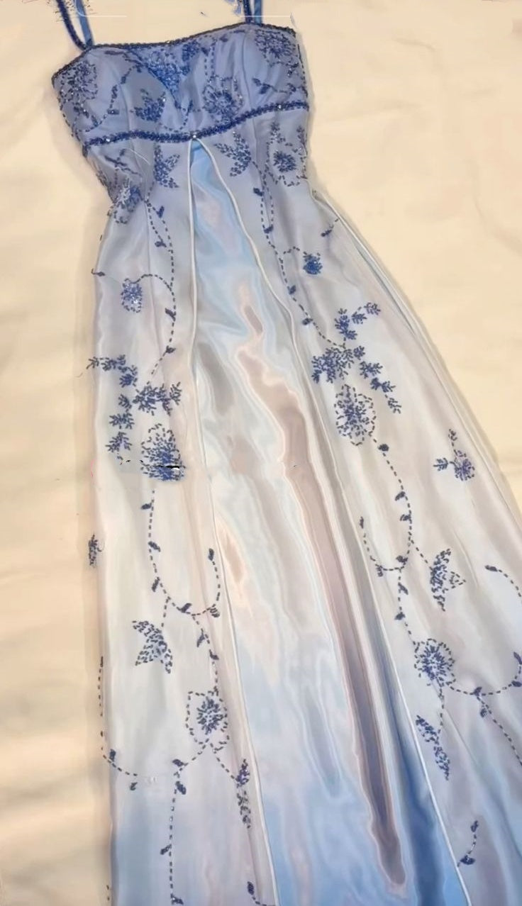 Lavender elegant fashion gradient exquisite beading spaghetti straps long tulle ball gown evening dress party dress prom dress gh3588