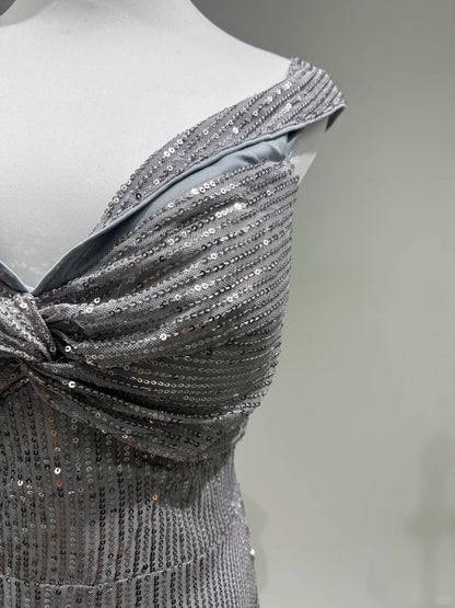 Girlhomeshops-Silver shiny fashion sequins long prom dress birthday party dress gh5419