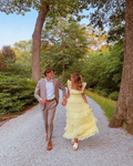 Retro Style Yellow A-line Tiered Tulle Prom Dress Long