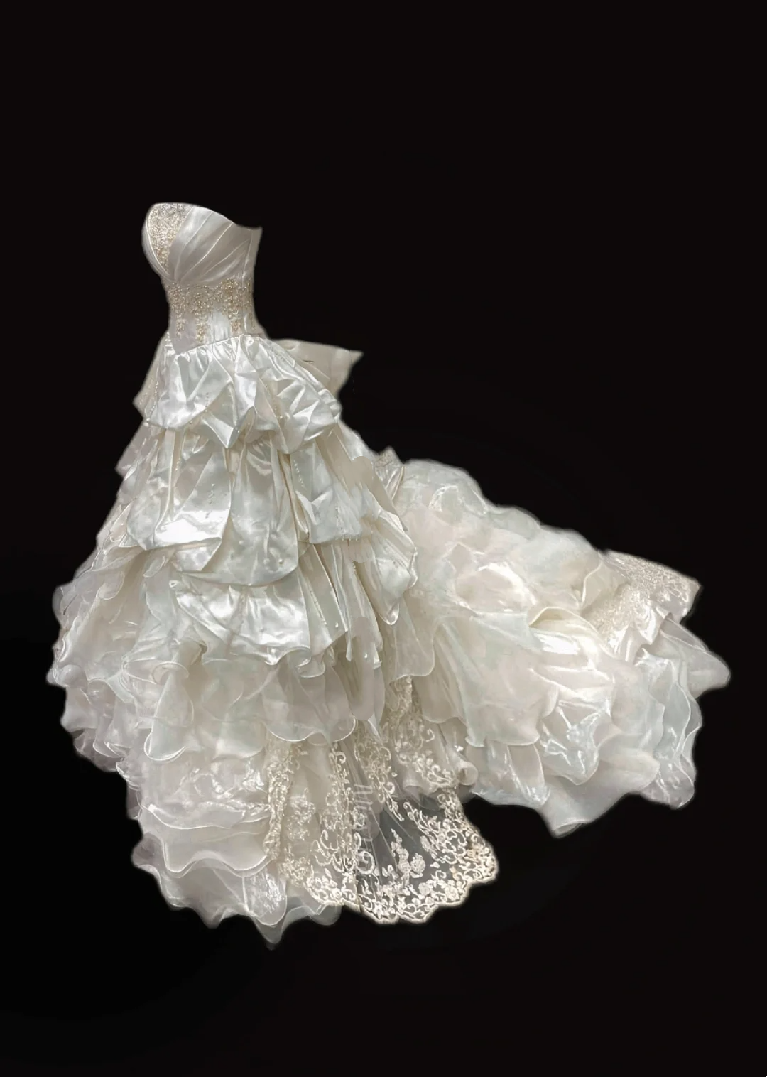 Ivory Strapless Fitted Waist Voluminous Skirt Prom Dress, Evening Gown, Birthday Dress, Wedding Dress gh7317