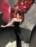 New Simple Design Black A-Line Elegant Women Strapless Dress TP3149