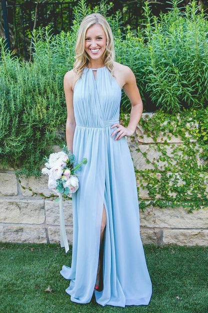 A-Line Empire Sleeveless Chiffon Bridesmaid Dress With High Slit