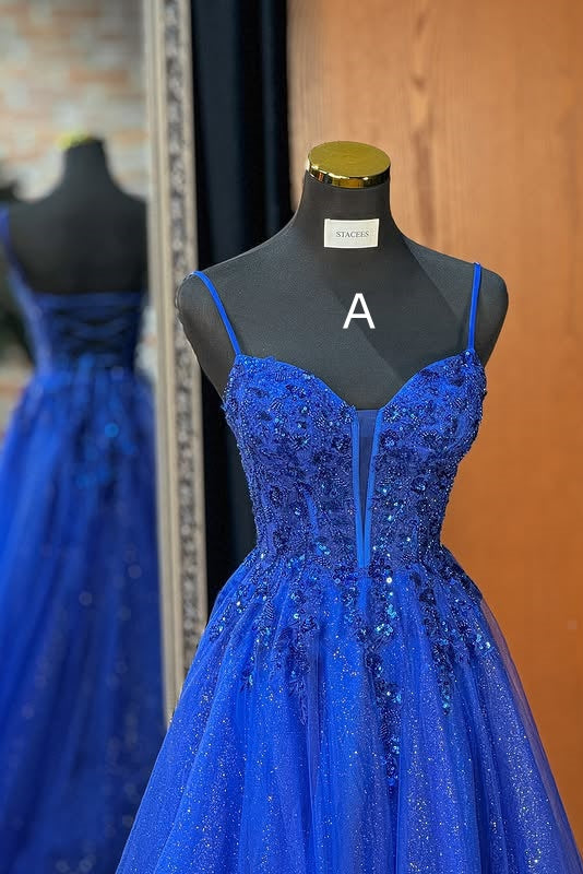 A-Line Spaghetti Straps Empire Long Party Prom Dress
