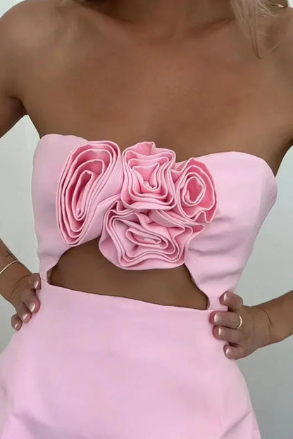 A-Line Sweetheart Sleeveless 3D Florala Homecoming Dress With Pockets