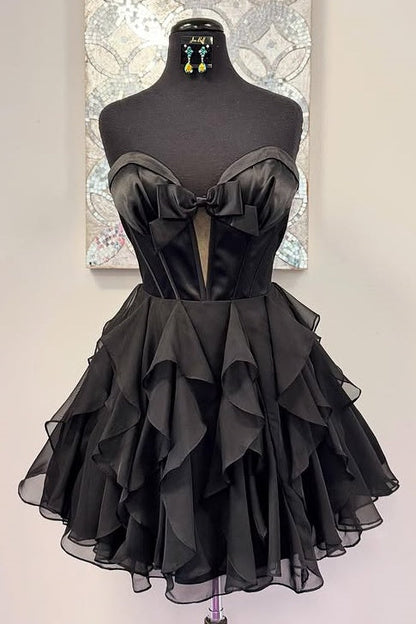 A-Line Sweetheart Sleeveless Ruffle Homecoming Dress