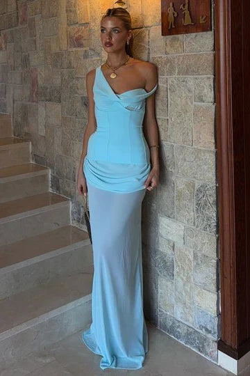 Asymmetrical Sleeveless Empire Chiffon Party Prom Dress