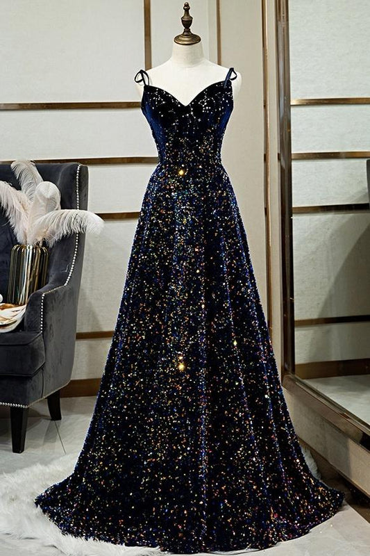 Sparkly Long A-line Corset Evening Prom Dresses Party Dresses
