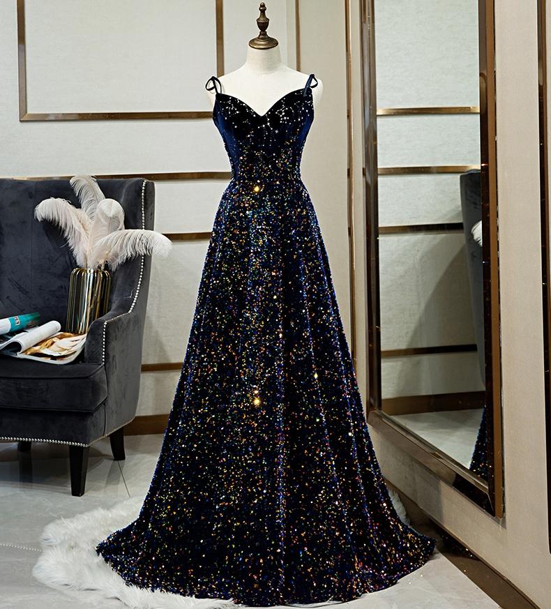 Sparkly Long A-line Corset Evening Prom Dresses Party Dresses