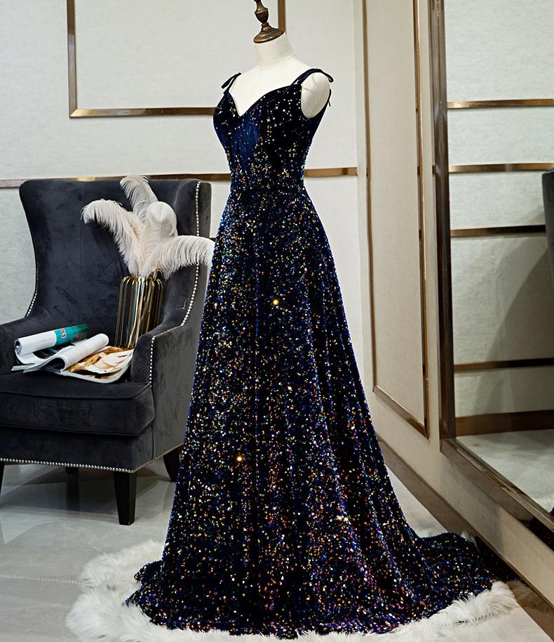 Sparkly Long A-line Corset Evening Prom Dresses Party Dresses