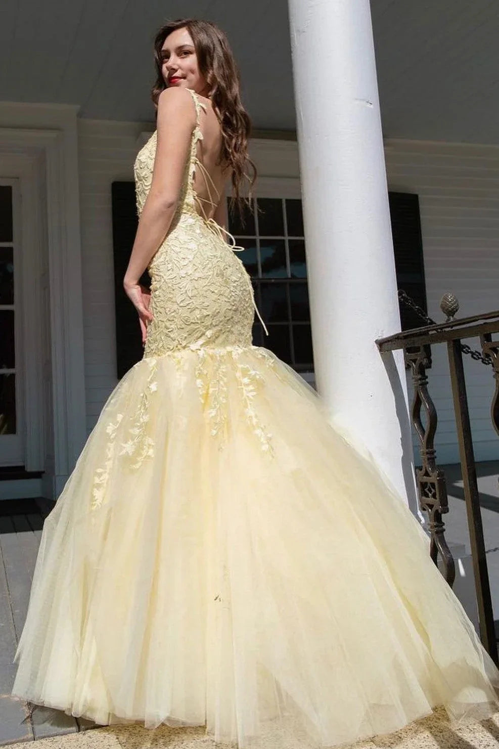 Bateau Sleeveless Mermaid Lace And Tulle Long Party Prom Dress
