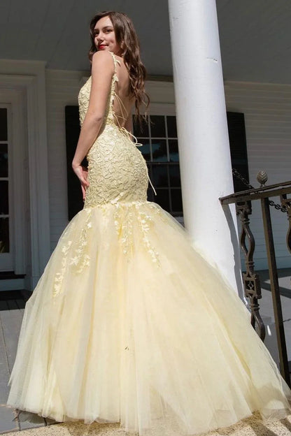 Bateau Sleeveless Mermaid Lace And Tulle Long Party Prom Dress