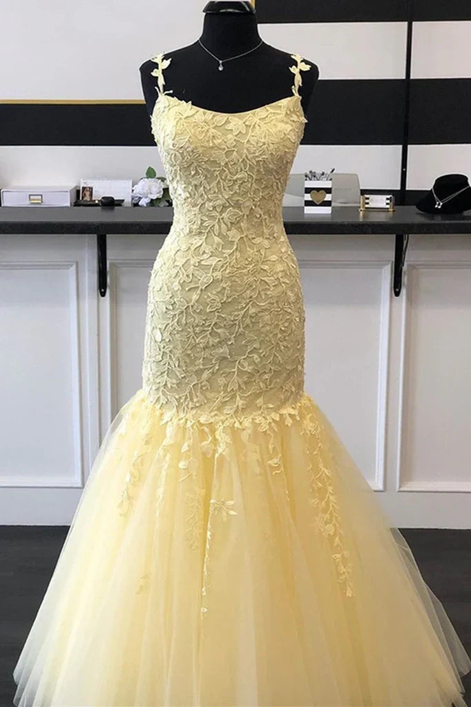 Bateau Sleeveless Mermaid Lace And Tulle Long Party Prom Dress