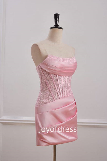 Bateau Strapless Appliques Bodycon Homecoming Dress