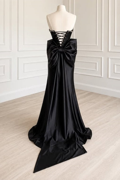 Beaded Strapless Lace And Satin Mermaid Split Party Prom Dress