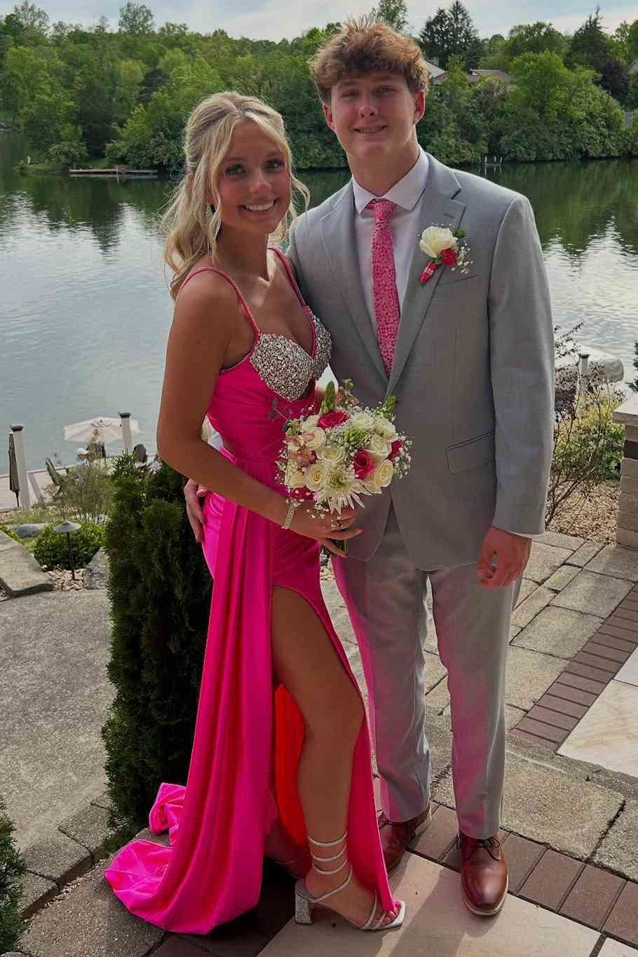 Beaded Sweetheart Sleeveless Mermaid Satin Party Prom Dress
