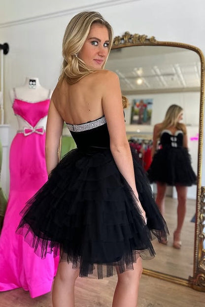 Beaded Sweetheart Strapless Empire A-Line Homecoming Dress