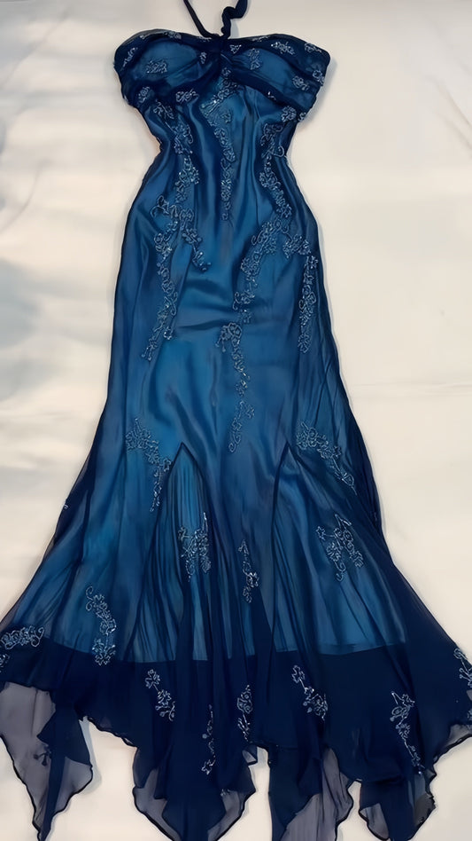 Lace Appliques Chiffon Long Evening Dresses Prom