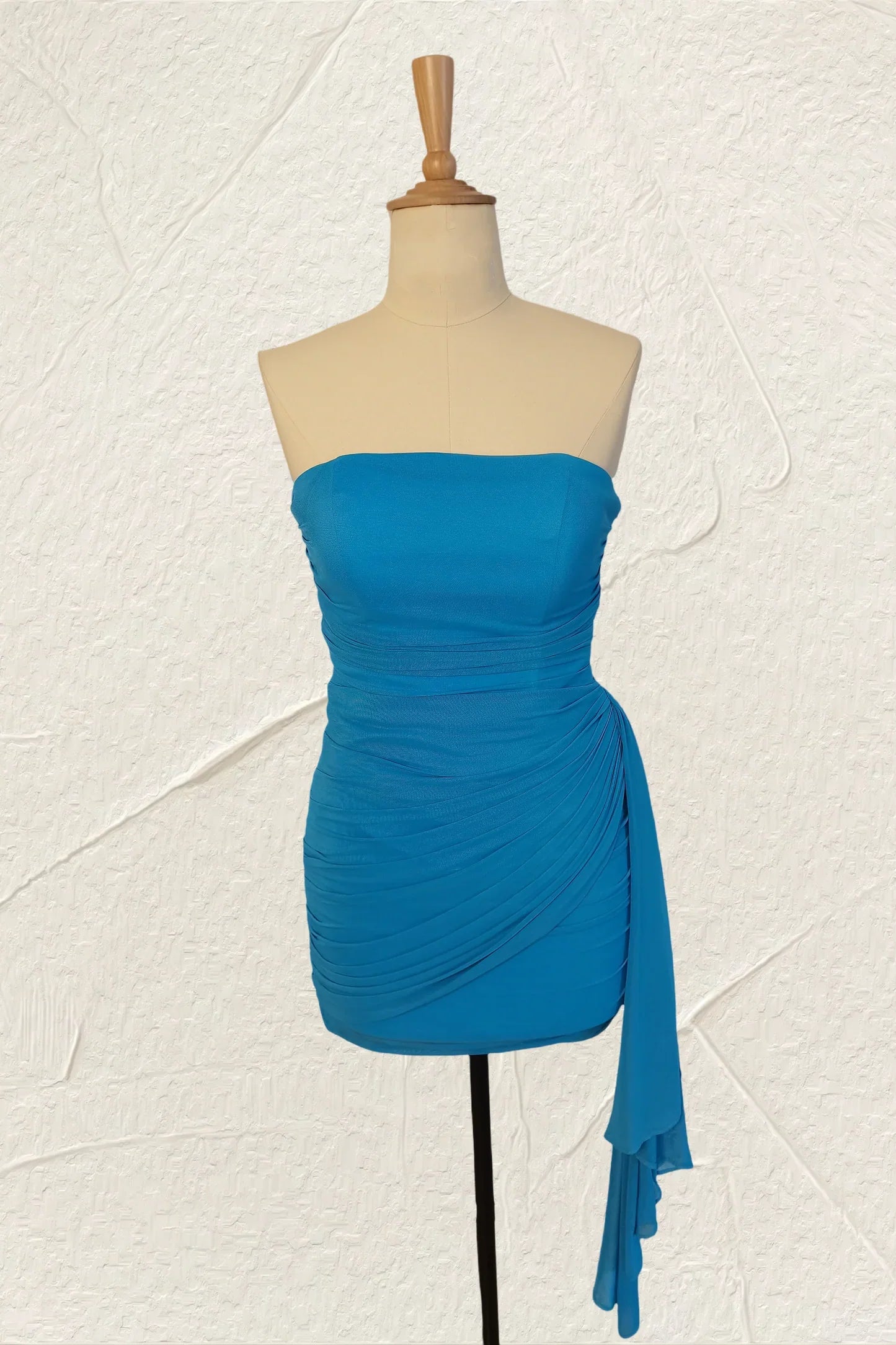 Bodycon Satin Strapless Pleatde Casual Homecoming Dress