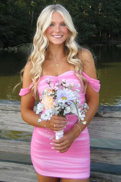 Bodycon Sweetheart Off-Shoulder Empire Mini Homecoming Dress