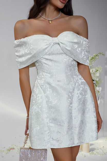 Bow Off-Shoulder Empire A-Line Short Homecoming Party Dress