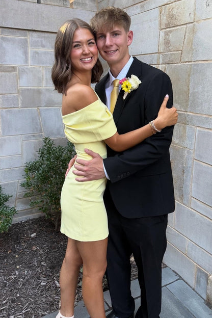 Bow Off-Shoulder Satin Fitted Empire Party Homecoming Dress