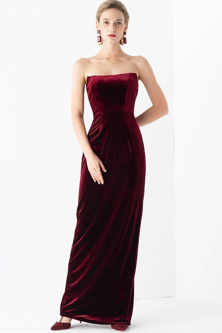 Burgundy Velvet Long Dress