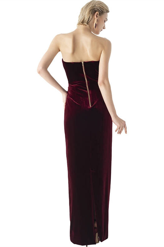 Burgundy Velvet Long Dress