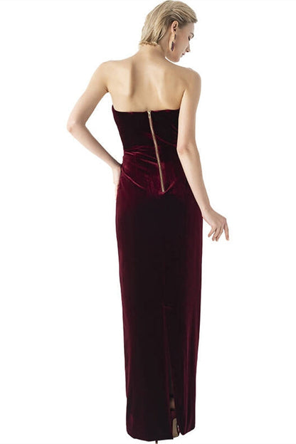 Burgundy Velvet Long Dress