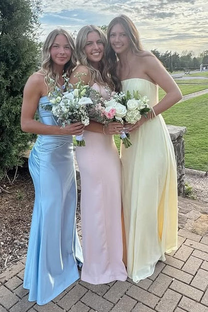 Casual Chiffon A-Line Strapless Floor-Length Party Prom Dress