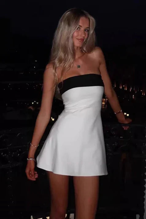 Casual Satin A-Line Strapless Short Party Homecoming Dress