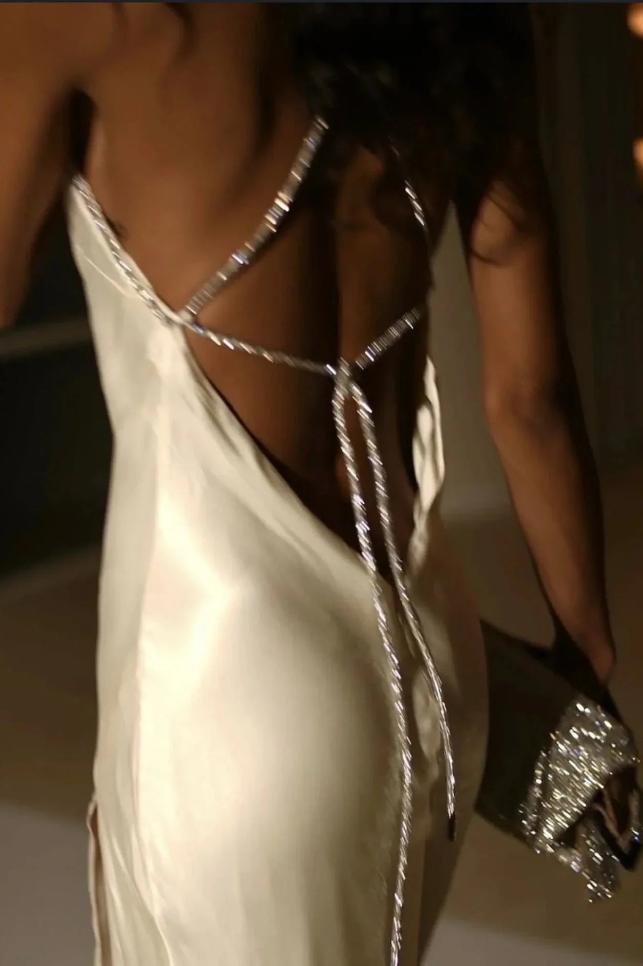 Casual Satin Halter Lace-Up Sheath High Slit Party Prom Dress