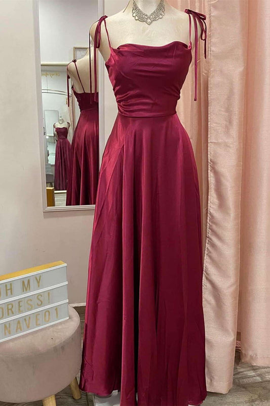 Casual Satin Spaghetti Straps Empire Bridesmaid Dress