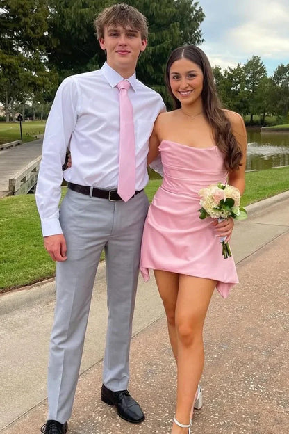 Casual Satin Strapless Empire Short Homecoming Dress
