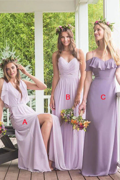 Chic A-Line Sleeveless Empire Different Styles Long Bridesmaid Dress