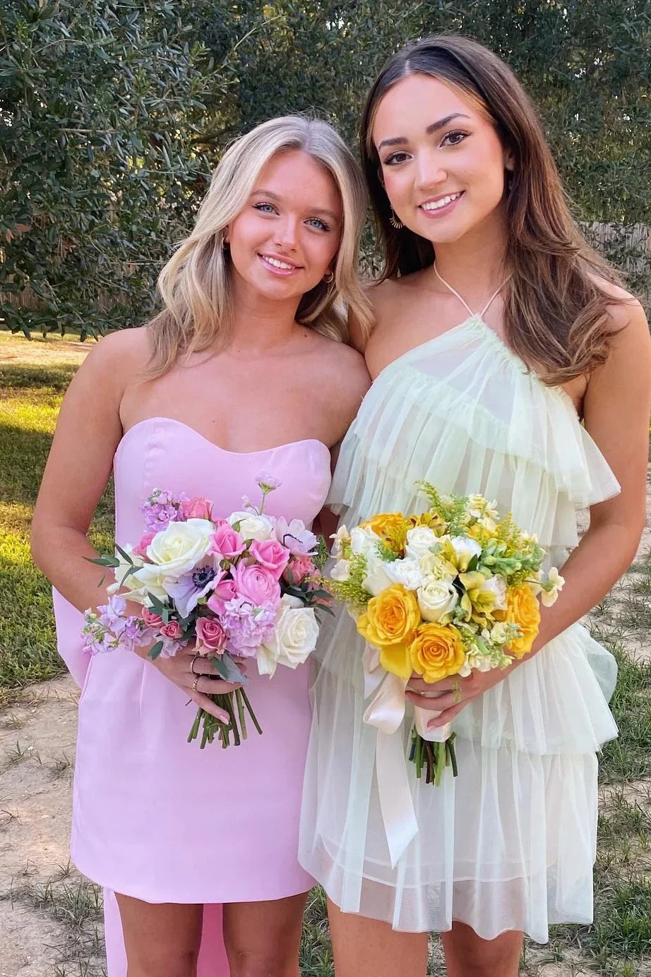 Chic Pink Satin Fitted Sweetheart Strapless Homecoming Dress With Bow