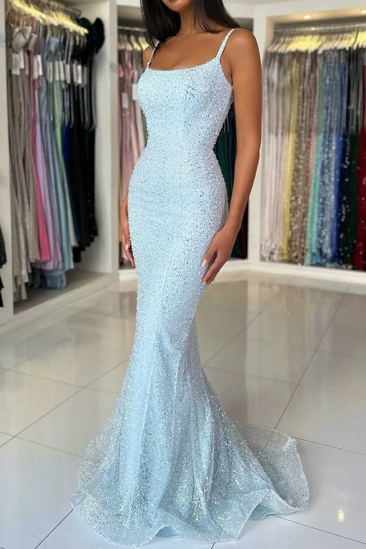 Chic Sparkly Bateau Sleeveless Mermaid Party Prom Dress