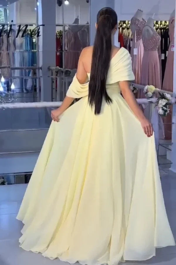 Chiffon A-Line Empire Long Party Prom Dress With Slit