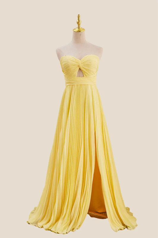 Chiffon A-Line Sweetheart Strapless Long Prom Dress