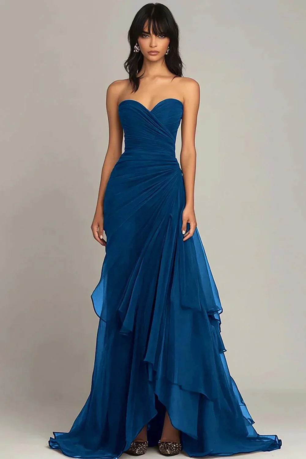 Chiffon Sweetheart Strapless Empire A-Line Party Prom Dress