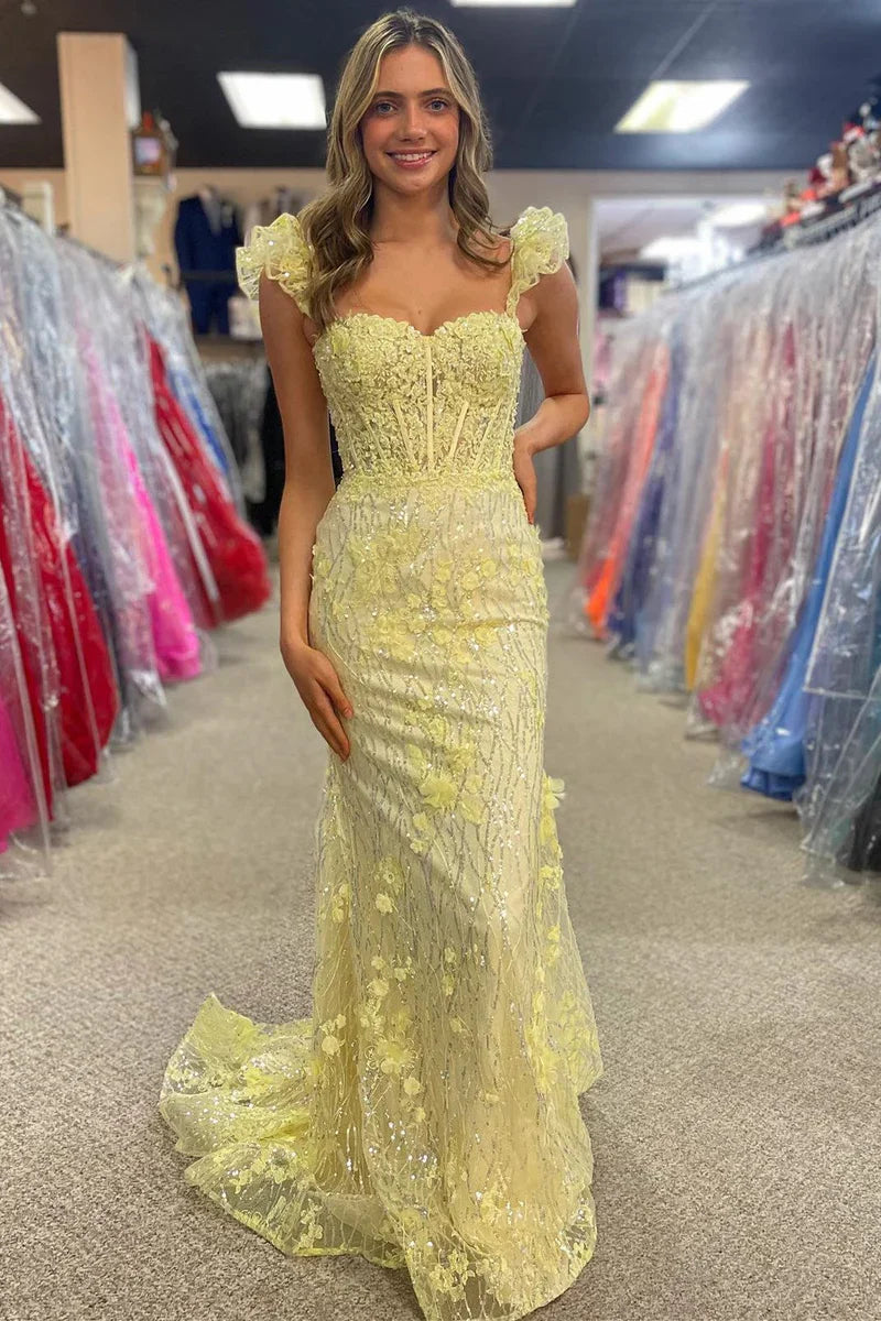 Cute Lace Appliques Sweetheart Spaghetti Straps Prom Dress