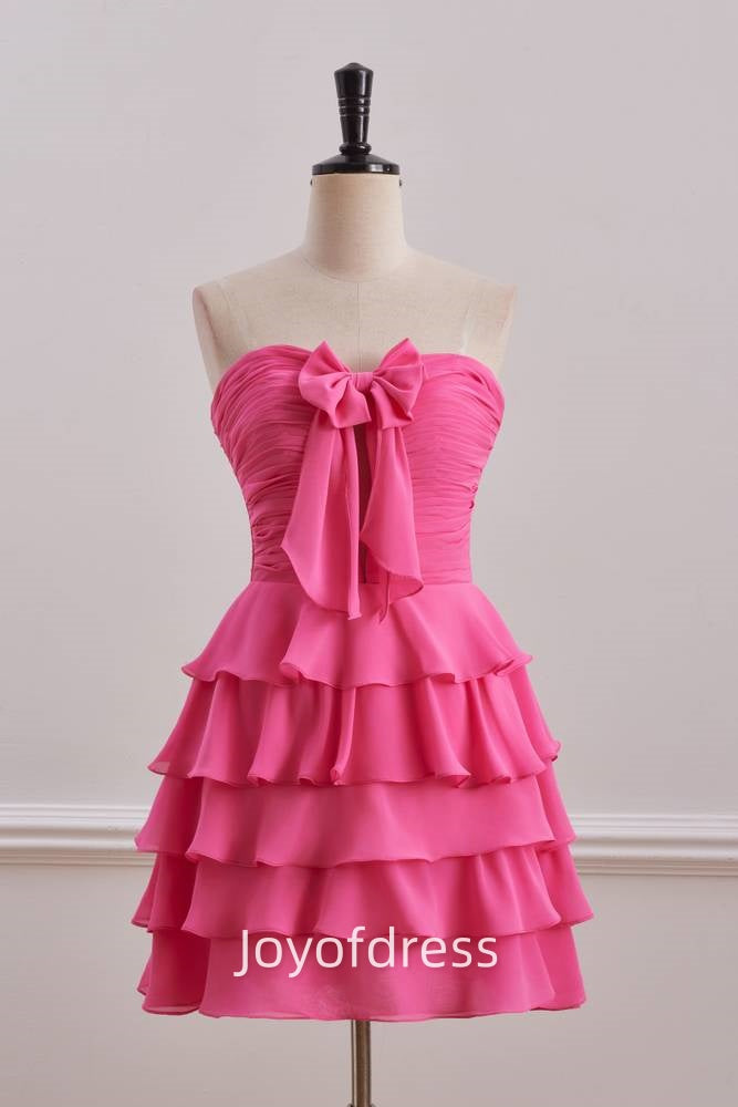 Cute Pink Chiffon A-Line Pleated Homecoming Dress
