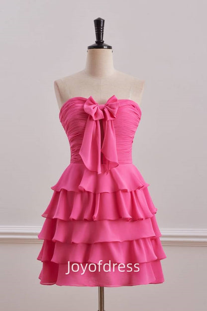 Cute Pink Chiffon A-Line Pleated Homecoming Dress