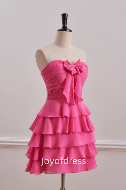Cute Pink Chiffon A-Line Pleated Homecoming Dress